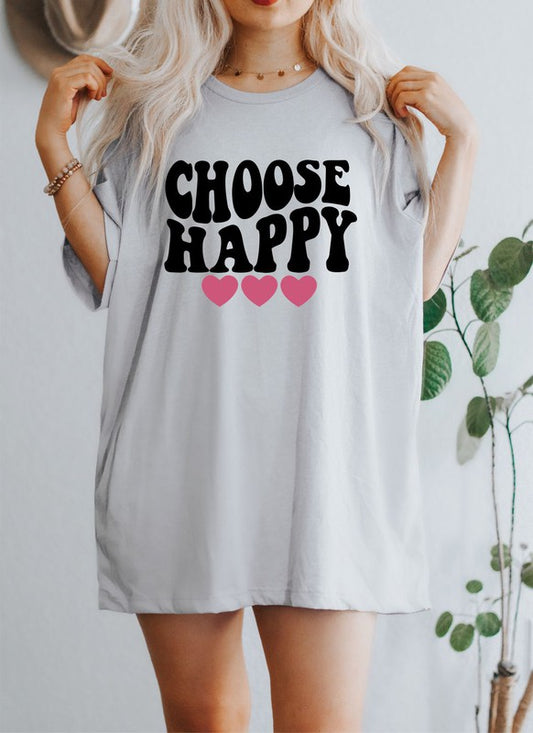 Choose Happy with Hearts Graphic Tee